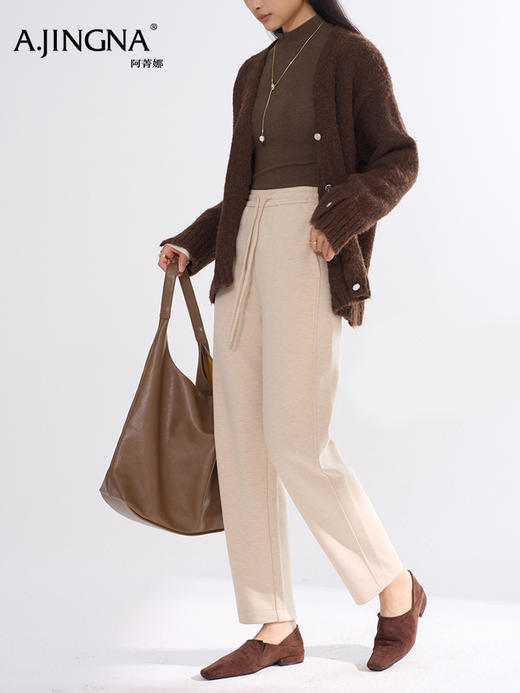 【醋酸羊毛】阿菁娜冬季新款醋酸羊毛老爹裤羊毛混纺面料垂坠抗皱轻盈透气F30D210102 商品图1