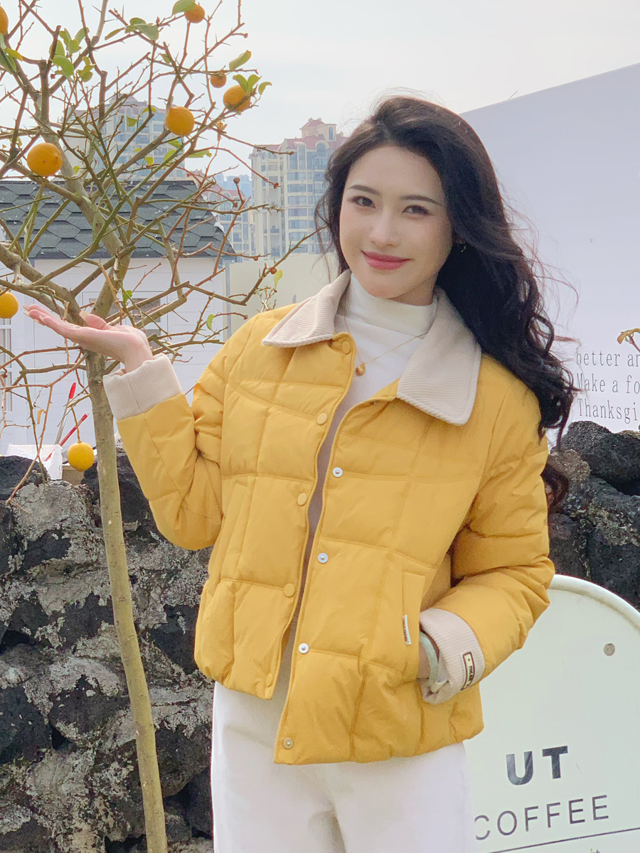 【百图lulu定制】【奥利奥棉服】格纹  灯芯绒衣领 袖口 拼色 棉服