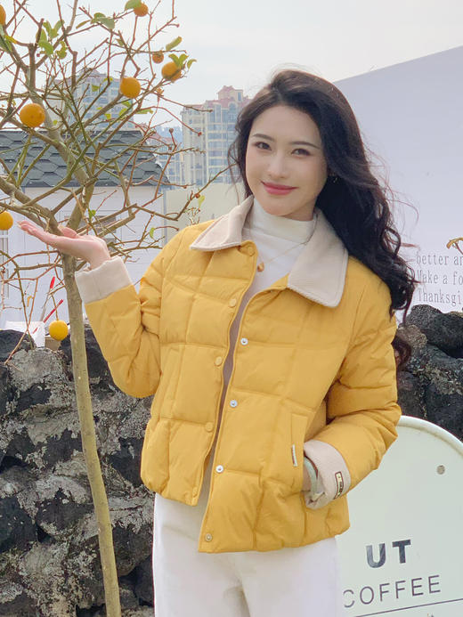 【百图lulu定制】【奥利奥棉服】格纹  灯芯绒衣领 袖口 拼色 棉服 商品图0