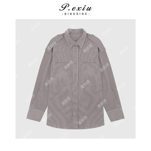 100%棉复古灯芯绒气质显瘦百搭长袖衬衫M9146 商品图0