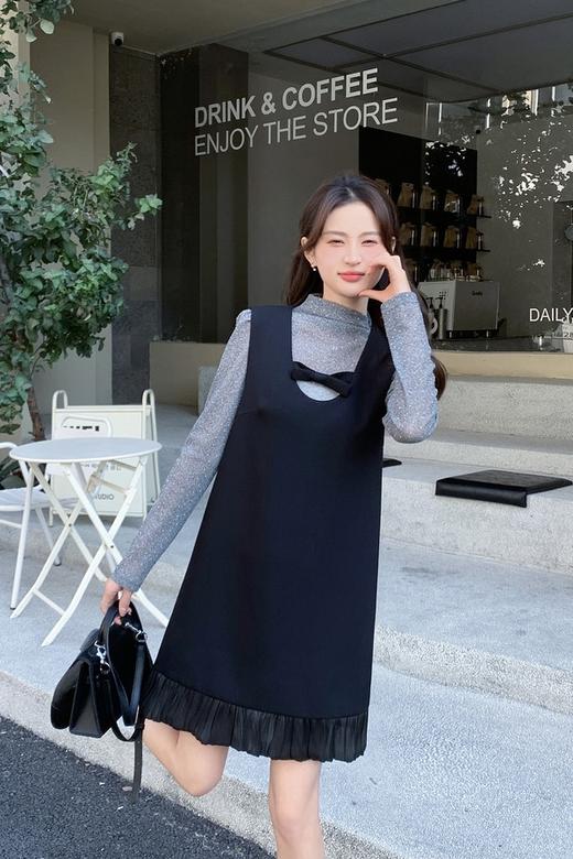 amadella 法式气质减龄撞色打底衫背心裙套装 22086 商品图1