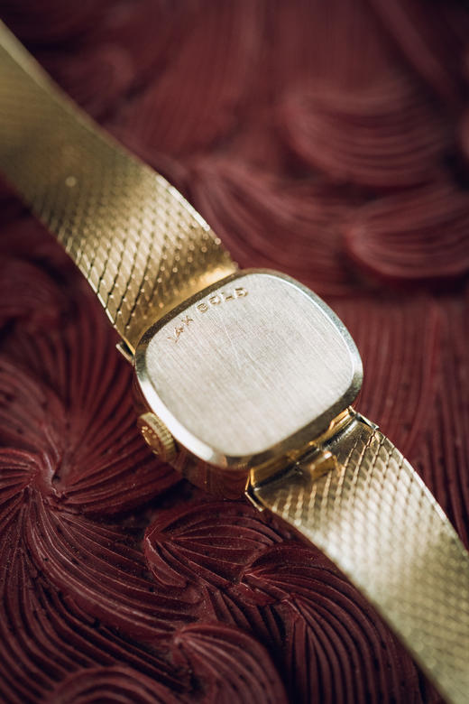 独角鹿西洋古董1970年代瑞士顶级钟表品牌劳力士Rolex出品编织纹理14K黄金表带水晶镶嵌钻石表盘女士腕表 商品图8