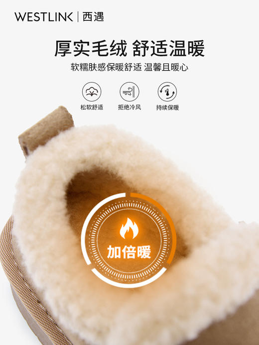 西遇厚底增高加绒勃肯鞋女冬季一脚蹬全包毛毛棉鞋加厚雪地靴K0057373 商品图4