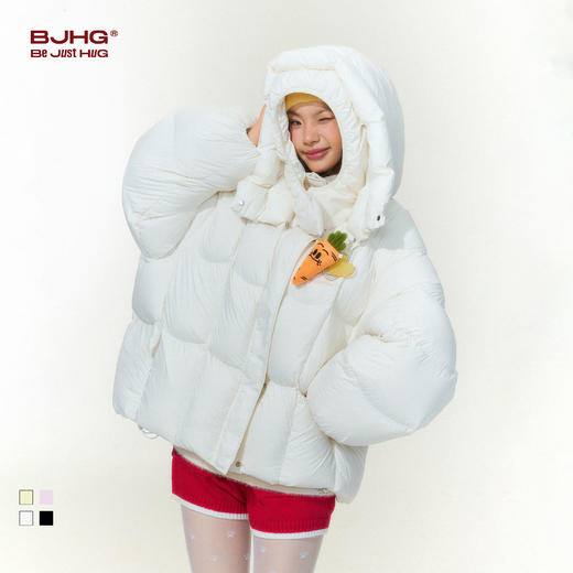 BJHG不计后果贴贴短款羽绒服女冬季90绒双层防风连帽泡芙羽绒外套 商品图0