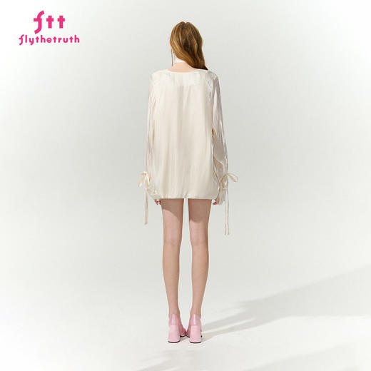 FTT Flythetruth  光影流萤 欧若风绑带白衬衫女上衣复古飘带衬衣 商品图2