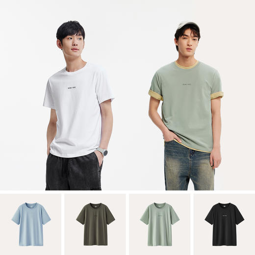 森马短袖T恤男夏季修身内搭百搭基础圆领上衣休闲字母印花针织衫 商品图2