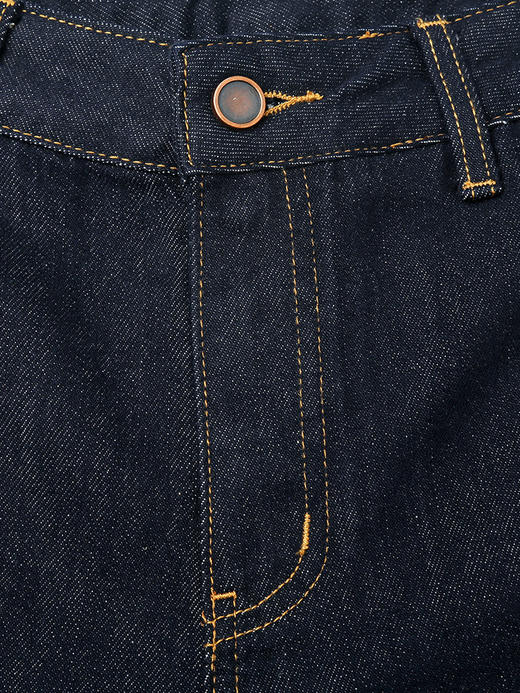 复古原色深蓝牛仔裤 春季新款翻边设计宽松直筒九分裤 商品图2