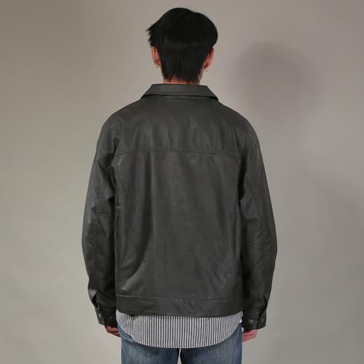 DRONKOO 2026 翻领前双贴袋门襟压褶中厚皮衣 商品图4