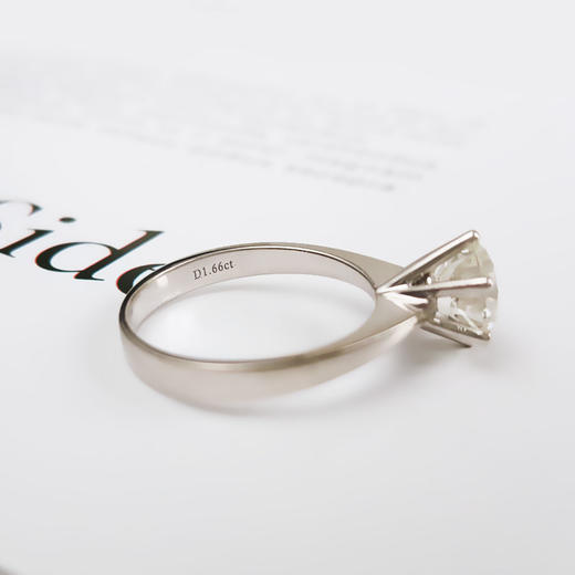 PT950铂金经典简约六爪款1.66克拉钻石戒指14号（戒圈可改）170126NJS07 商品图7