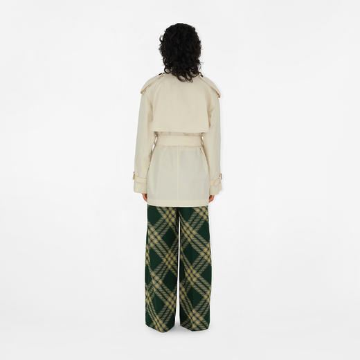 BURBERRY 巴宝莉 女士短款嘎巴甸 Trench 束腰风衣 白色 8083207 B8620 商品图5