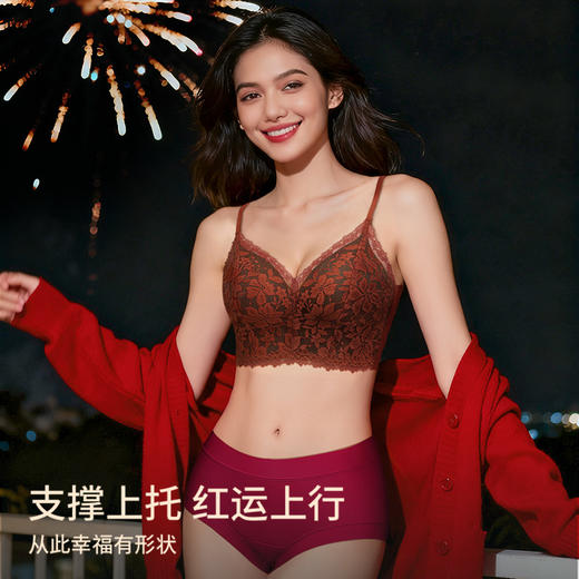 A1-【A-C全罩杯】润微红运套装法式性感蕾丝款  花蕾卿卿/花满月朦 商品图0