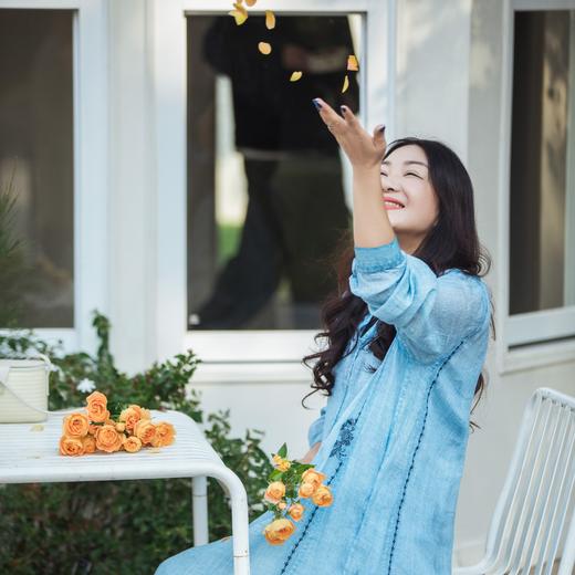 【林栖设计小店】手工炒色|苎麻绣花肌理宽松2026春新款优雅连衣裙两件套1961144 商品图1