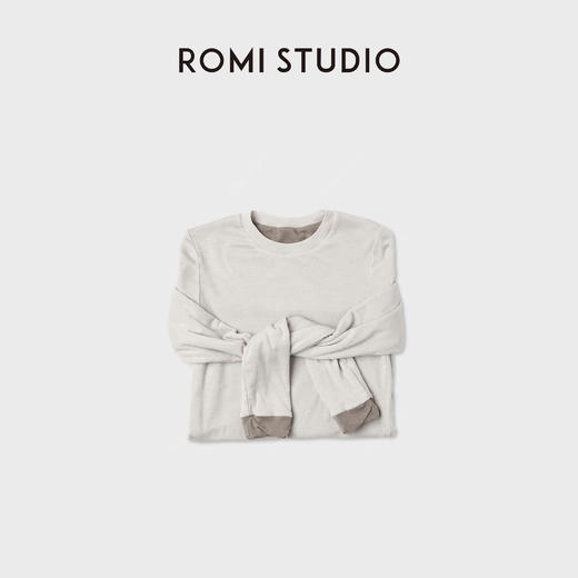 ROMI STUDIO“双面两穿”19.5μm超细羊毛撞色长袖T恤 RWDSSU1550 商品图4