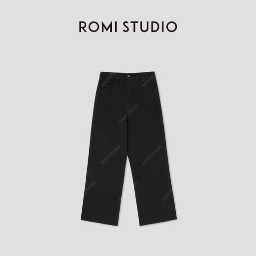 ROMI STUDIO“抓绒牛仔”小太阳底抓绒弹力直筒黑牛仔裤RW24AX80728【现货】 商品图0