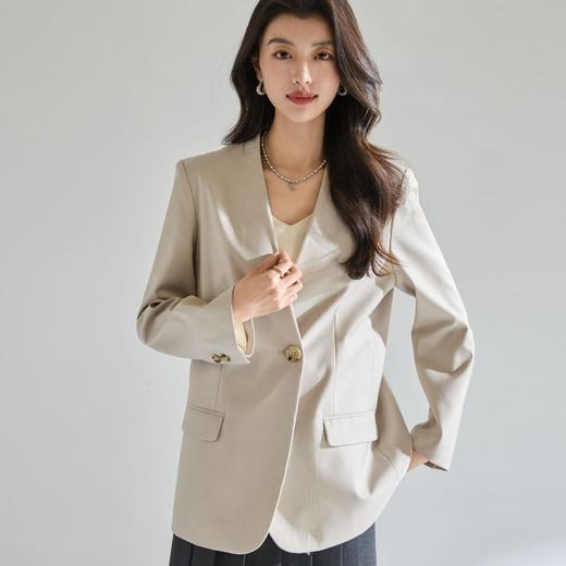 「高货sh」全新升级【铂金会员284/天猫379/差价95】(94553)洛诗琳极简V领西装外套2026春季新款宽松休闲通勤上衣 商品图4