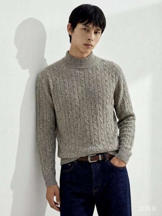 「5色可选」羊绒羊毛半高领花纱绞花针织衫 商品图3