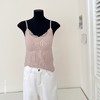 老米优品🎈3-5天！《桑蚕丝竖条纹拼接蕾丝V领细肩带背心》亲暖，精致，唯美内搭~~BX260123A 商品缩略图2