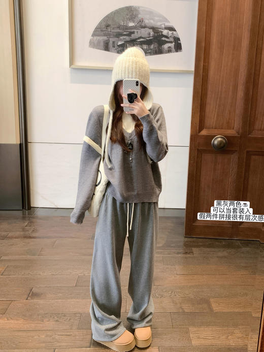 <曾小咸推荐>现货秒杀 ！微信超特价！韩系3色假两件针织衫 日常139.99 立减60 秒杀79.99！！ 商品图8