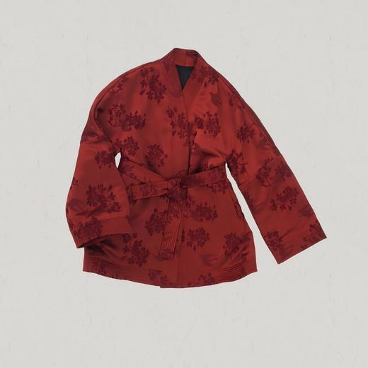 迟暮冬.缎面提花对襟棉外套 商品图2