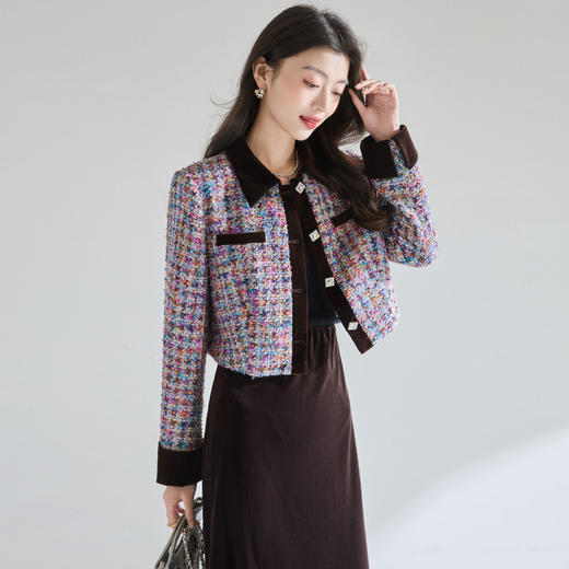 「预售」「高货sh」全新升级【铂金会员367/天猫489/差价122】(05651)洛诗琳法式撞色小香风外套2026春季新款气质显瘦短外套 商品图2