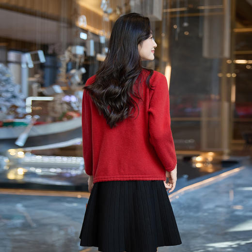 奢姿大码女装2025冬季时尚圆领针织开衫胖妹妹气质优雅休闲上衣9854654006 商品图3