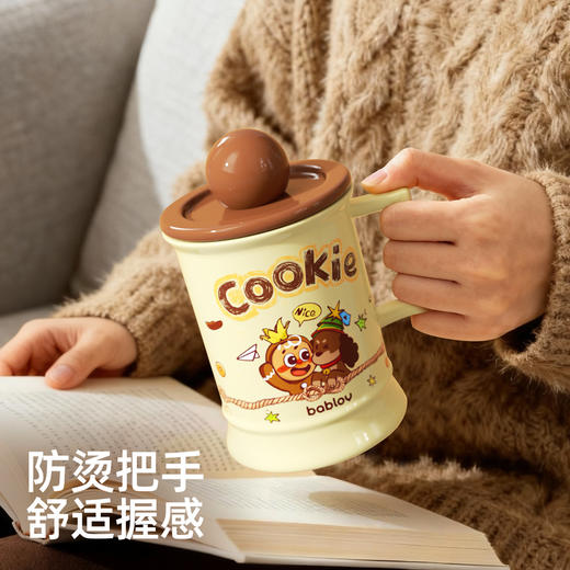 bablov原创小圆球陶瓷杯女生可爱家用杯子带盖水杯高颜值生日礼物马克杯 商品图4