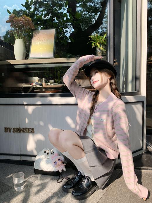 <曾小咸推荐>现货秒杀 ！微信超特价！假两件条纹毛织开衫 日常199.99 立减110 秒杀89.99！！ 商品图12