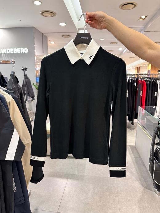 JL家早春新款女士撞色简约长袖来啦！韩版🇰🇷渠道系列❗️原厂刷毛弹力面料，柔软细腻软糯面料，简约学院风polo衫，减龄又好看！早春新款✨整件是比较轻薄的，没有负重感，穿上暖乎乎！ 商品图3