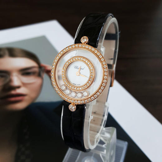 【95新】CHOPARD 萧邦203957-5208石英机芯活动钻26MM（女款）HAPPY DIAMONDS系列18K玫瑰金；镶嵌原厂钻石表圈 251225NJS24 商品图1