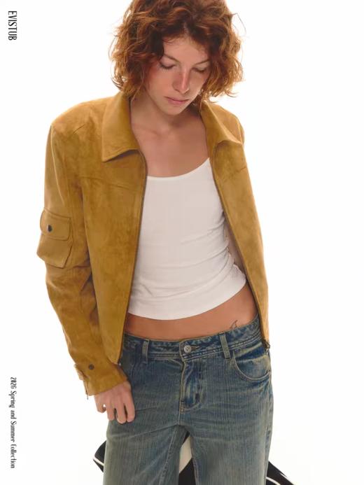 Evistub girls/E-6CWT1915/复古麂皮美式正肩短夹克 商品图1