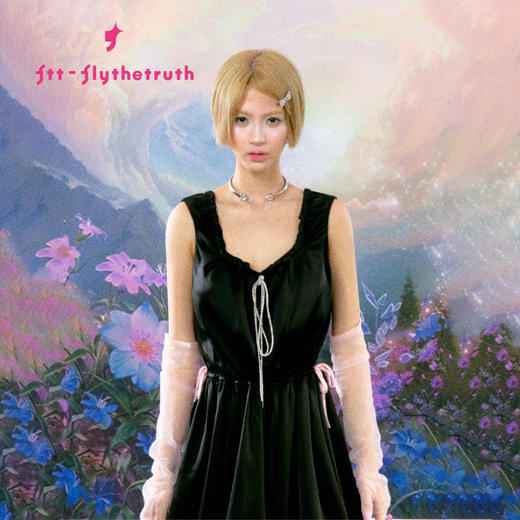 FTT FlyTheTruth  暗夜精灵 高级感无袖花苞连衣裙女夏抽褶背心裙 商品图0