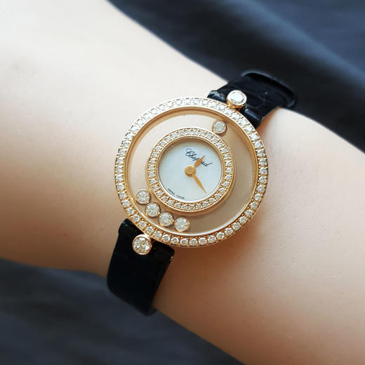 【95新】CHOPARD 萧邦203957-5208石英机芯活动钻26MM（女款）HAPPY DIAMONDS系列18K玫瑰金；镶嵌原厂钻石表圈 251225NJS24 商品图7