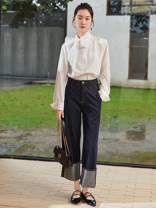 设计感飘带白色衬衫 2026 春夏装新品 宽松垂感防晒通勤衬衣 商品图1
