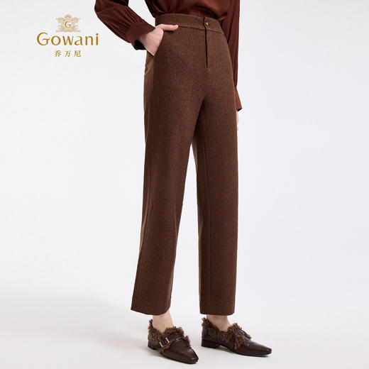 乔万尼新品羊毛混纺人纹知性感宽松直筒裤ED4F832 商品图1
