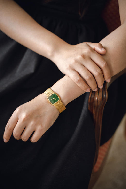 独角鹿西洋古董1970年代瑞士顶级钟表品牌伯爵Piaget出品18K黄金表带镶嵌翡翠表盘女士腕表 商品图1