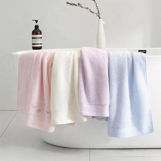 官网169！全棉*代 蒲公英刺绣家用 情侣款洗澡裹巾男女棉质柔软蓬松吸水浴巾 商品图6