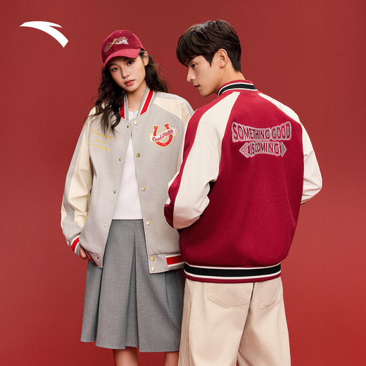安踏好事发生丨马年新年款红色棒球服夹克外套男女同款152618709S 商品图2