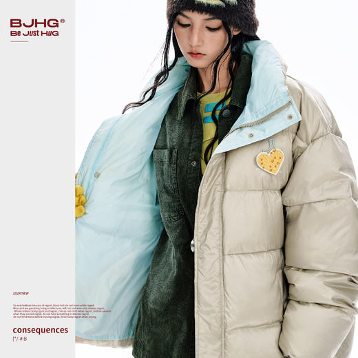 BJHG不计后果贴贴90绒羽绒服男款冬季新款撞色光泽加厚保暖外套女 商品图4