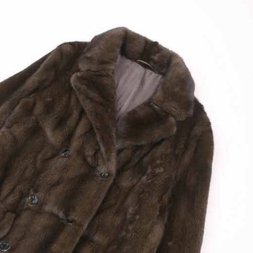 ROMI STUDIO“天鹅绒丹麦咖啡貂”抽刀工艺轻奢翻领皮草 RWCWWG7306 商品图2