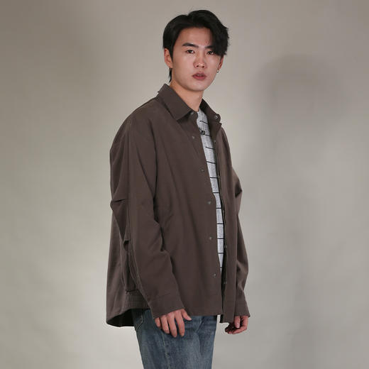 DRONKOO 2026 翻领前襟拼织带两侧橡筋微阔中厚衬衣外套 商品图1