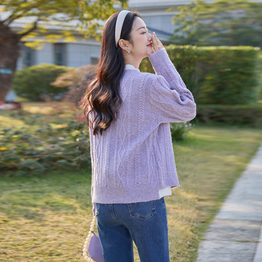 奢姿大码女装2025冬季毛衣蝴蝶结装饰针织衫胖妹妹气质温柔上衣9854670751 商品图3