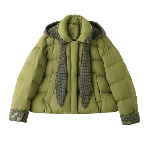 韩系短款羽绒服绿色连帽面包服，小个子巨好看厚外套HR-YAX2569 商品图4