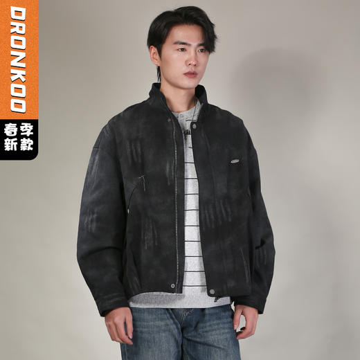 DRONKOO 2026 立领满幅笔触印花斜纹布中厚夹克 商品图0