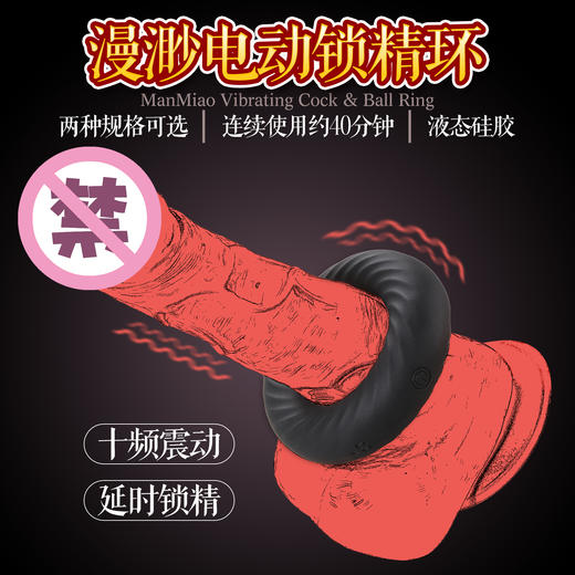 漫渺电动硅胶锁精环男用防射延时环阴茎持久夫妻共震动环跨境成人情趣用品 商品图2