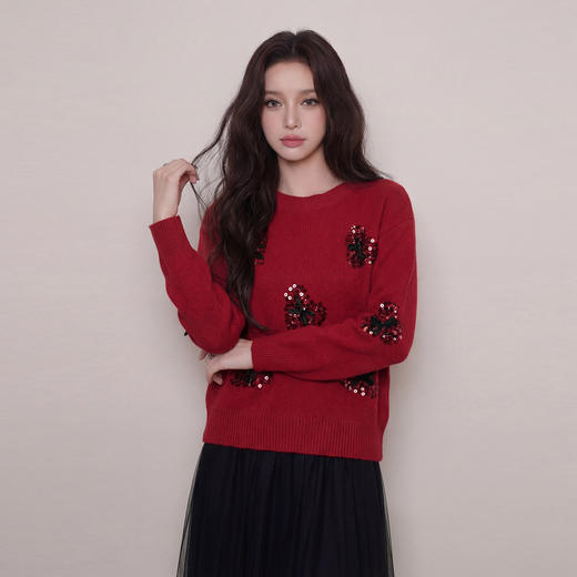 奢姿大码女装2026春季时尚蝴蝶结装饰毛衣胖妹妹气质休闲圆领上衣9861669983 商品图4