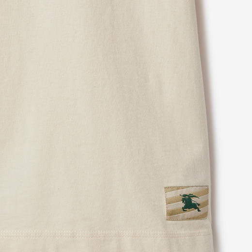 BURBERRY 巴宝莉 男士马术骑士徽标贴花棉质圆领短袖T恤 皂白色 8080813 B7348 商品图2