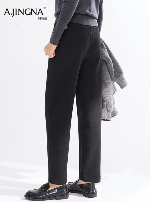 【醋酸羊毛】阿菁娜冬季新款醋酸羊毛老爹裤羊毛混纺面料垂坠抗皱轻盈透气F30D210102 商品图4
