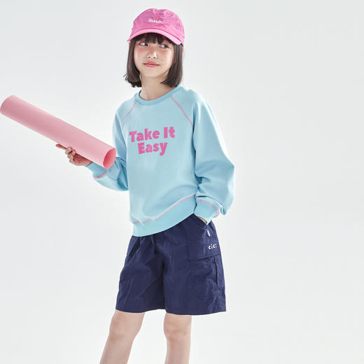 预售4.25发 cicochild26年春新款亲子中大女童圆领印花卫衣双面针织简约上衣 商品图2