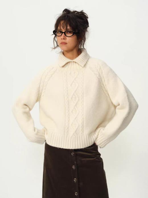 Evistub girls/E-5DMY1248/绵羊毛混纺绞花开衩毛衣 商品图0