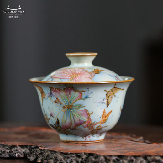 问鼎鼎峰系列天青酌泉二才盖碗（梦蝶飞舞） 商品图0